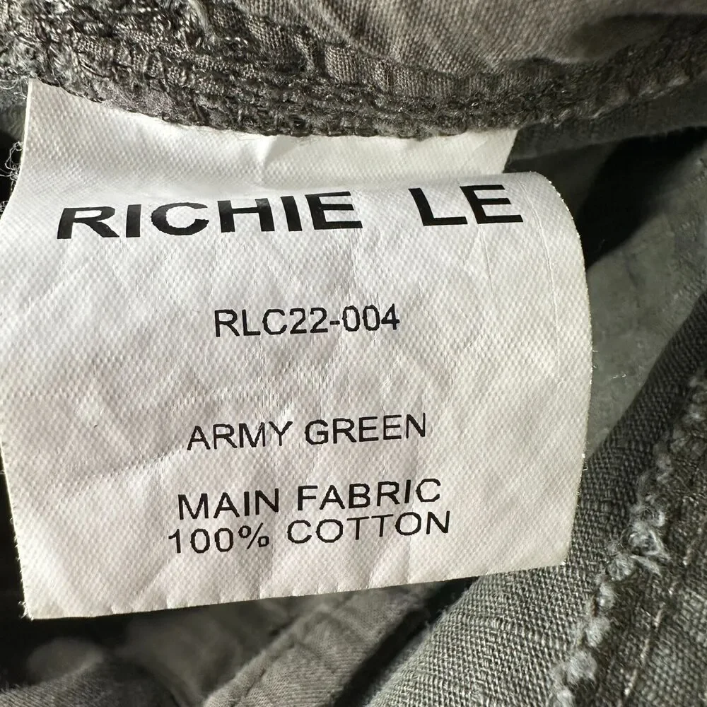 Richie Le Collection Cargo Pants Men’s Small Army Olive Green Pockets Drawstring